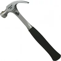 Solid forged hammer by Silverline with a metallic head, curved claw, and black rubber grip handle.