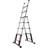 Telesteps telescopic ladder, silver with black accents, 7 steps, 80 mm step depth, extends to 3.1 m height.