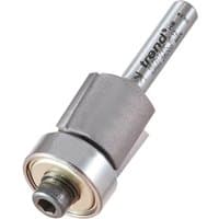 Trend 46/2X1/4TC Trimmer with 1/4" shank, silver cylindrical body, and engraved branding on the shaft.