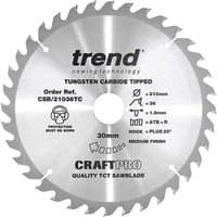 "Silver Trend CRAFTPRO saw blade with tungsten carbide tips for DeWalt DCS7485, 30mm bore, 210mm diameter"