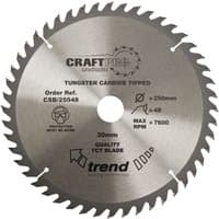 Trend Craft saw blade, 315mm diameter, 48 sharp teeth, 30mm arbor, silver with black text and logo.