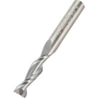 Trend spiral up-cut router bit, 6.35mm diameter, silver, single flute, cylindrical shank.