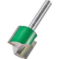 Trend two flute cutter, 21mm diameter, silver shaft with green cutting head, single piece, model C031BX1/4TC.