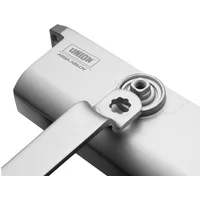 Silver Union Rack+Pinion Door Closer Size 3 with visible arm mechanism and branded logo on the casing.