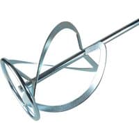 Vitrex MIXADH140 mixing paddle, silver metal with spiral design and 140mm diameter, for paint or plaster mixing.