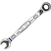 Silver Wera 16mm Joker Switch ratcheting spanner with open-end and ring ratchet, featuring a blue accent.