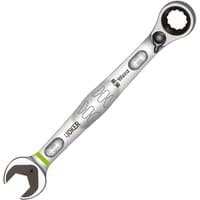 Silver Wera 18mm Joker Switch ratcheting spanner with open-end and ring ratchet, featuring a sleek ergonomic design.