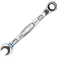 Wera 19mm Joker Switch spanner, silver with ratcheting ring end and open-end, ergonomic grip, and blue accent.