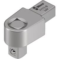 Silver Wera 7773 B Click-Torque X 3/8'' drive insert with square drive and engraved branding on the side.