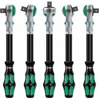 Wera 8000A SB Zyklop Speed Ratchet, 1/2 inch, silver and black with green accents, ergonomic handle, rotating head.