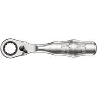 Compact silver Wera 8005 Zyklop Mini 2 Ratchet with textured grip and circular ratchet head.