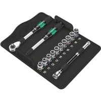 Wera Zyklop Hybrid Socket Set with ratchet, extension, and metric sockets in black organizer tray.