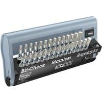 Wera 30-piece screwdriver bit set in a compact black and silver case with labeled stainless steel bits.