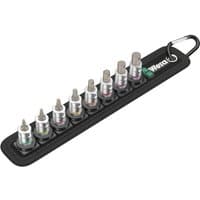 Wera Belt A 2 Zyklop In-Hex-Plus Bit Socket Set with 8 silver sockets on black belt with metal ring.