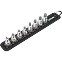 Wera Belt B 2 Zyklop In-Hex-Plus Bit 3/8" Socket Set with black belt holder, silver sockets, and color-coded bands.