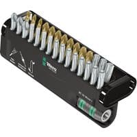 Black Wera Bit-Check 30-piece set with gold and silver bits, compact holder, and Torsion technology branding.