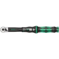 Black and green Wera torque wrench with 1/2'' drive, ergonomic handle, and adjustable torque scale from 10 to 50Nm.