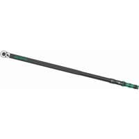 Black Wera Click Torque E1 adjustable torque wrench with green accents, long handle, and ratchet head.