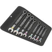 Wera Joker Imperial Spanner Set, 8-piece, black with color-coded sizes, stored in a black roll-up pouch.