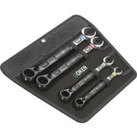 Wera Joker Switch Combi Ratchet Spanner Set, 4-piece, black with color-coded ends in a black case.