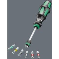 Wera Kraftform Kompakt 20 screwdriver with black and green handle, includes 7 interchangeable bits for PH, PZ, SL, TX.
