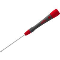 Wiha Picofinish Pozi Screwdriver with a slim red and black handle and a long, thin metal shaft.