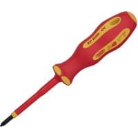 Red and yellow XP1000 VDE Cross Slot Screwdriver with ergonomic handle, No.1 x 80mm shaft.