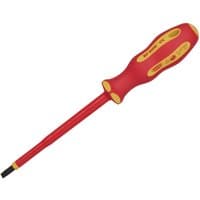 Red and yellow XP1000 VDE plain slot screwdriver, 5.5 x 125mm, with insulated handle and flat tip.