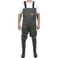 Green Amblers Safety Tyne chest wader with adjustable black straps and knee-high boots.