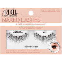 Ardell Naked Lashes 422, wispy false eyelashes with Invisiband, in pink packaging with eye illustration.
