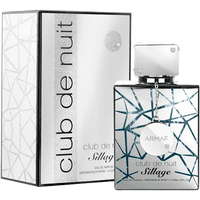 Armaf Club De Nuit Sillage Eau De Parfum 105 ml, silver bottle with geometric design and matching box.