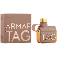 Armaf Tag Her Donna Di Terra Eau De Parfum, 100 ml, in a gold and taupe bottle with matching box.
