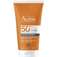 Orange Avène Intense Protect SPF50+ sunscreen tube, 150ml, with white cap and bold white text.