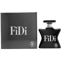 Black star-shaped Bond No 9 FiDi Eau De Parfum bottle, 100ml, with matching black box displaying "FiDi" in white text.