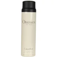 Beige Calvin Klein Obsession For Men body spray can with black cap and minimalist text design.
