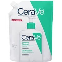 CeraVe Foaming Cleanser Refill 473ml in teal and white pouch with pump graphic on front.