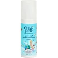 Childs Farm Coco Nourish Coconut Leave-In Conditioner 100ml, blue bottle with white cap and playful animal graphics.