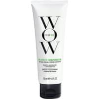 White tube of Color Wow One-Minute Transformation Styling Cream, black cap, bold "WOW" logo, 120ml size.
