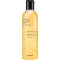 Clear bottle of COSRX Propolis Synergy Toner with black cap and yellow liquid, 150ml label on front.