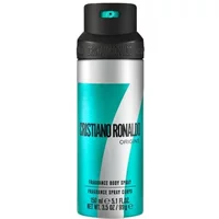 CR7 Origins Body Spray 150ml by Cristiano Ronaldo, turquoise and black can with bold white "7" and logo.
