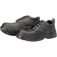 Black Draper safety shoe, size 5, with non-metallic composite toe, lace-up design, and slip-resistant sole.