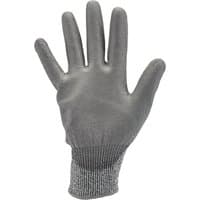Gray Draper Expert Level 5 cut-resistant glove, large size, with textured palm and elastic cuff for secure fit.