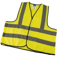 Yellow Draper high visibility traffic waistcoat with grey reflective stripes, black trim, EN471 Class 2L, size large.