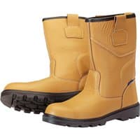 Tan Draper Rigger Style Safety Boots, Size 12, with black soles and reinforced toe caps.