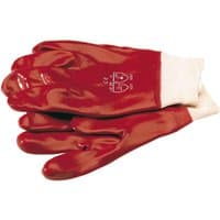 Red Draper Wet Work Gloves, Extra Large, with white cuffs and glossy finish.