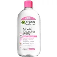 Garnier Skin Active Micellar Cleansing Water 700ml, clear bottle with pink cap, for normal sensitive skin.