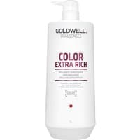 White bottle of Goldwell Dual Senses Color Extra Rich Brilliance Conditioner with pump dispenser, 1000ml.