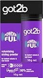 Purple got2b POWDERful volumising styling powder, 10g, with black cap, text highlighting instant volume and vegan formula.
