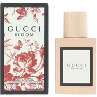 Gucci Bloom Eau De Parfum 30ml, beige rectangular bottle with black-bordered label, floral box design.