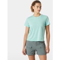 Green Helly Hansen women's T-shirt, short sleeves, crew neck, lightweight fabric, size L.